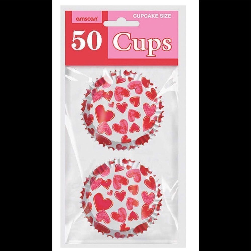 Vintage New pkg. Valentine Hearts Cupcake Baking Cups